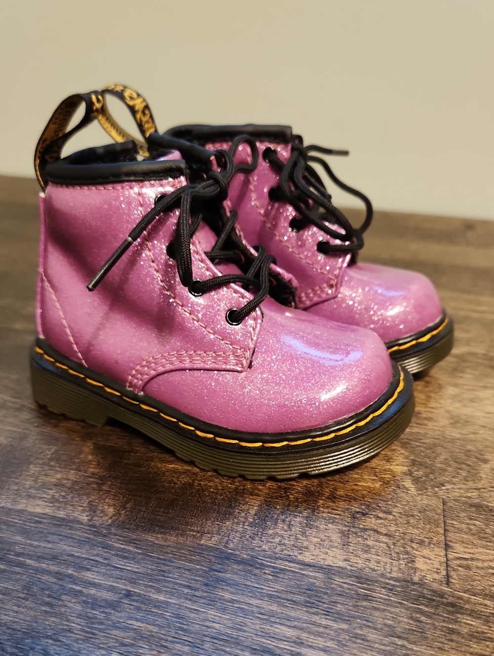 Dr. Martens Baby / Toddler Glitter Purple Lace-Up Boots